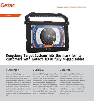 Kongsberg Target Systems hits the mark for its customers with Getac’s UX10 fully rugged tablet