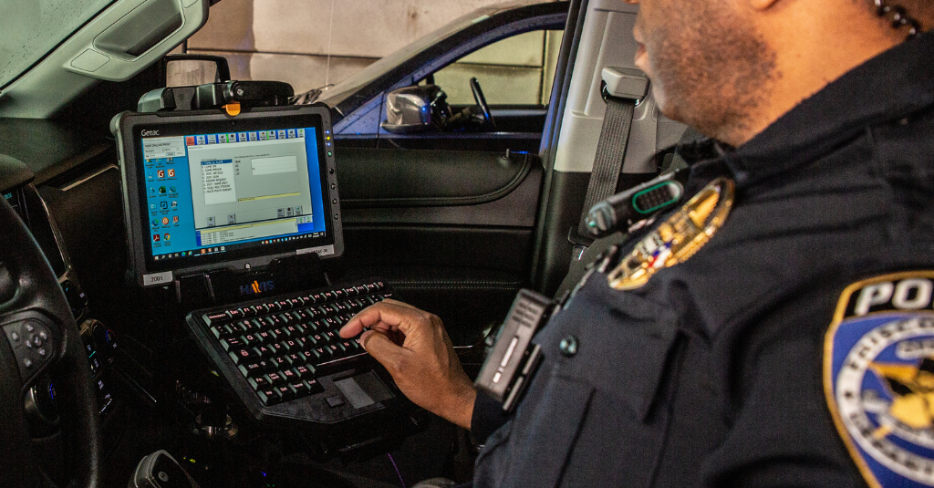 Police car laptop mounts link the technology to public safety providers.