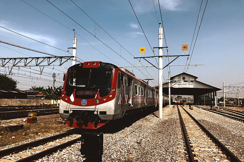 Surakarta,-,Indonesia,,August,2022.,Electric,Train,With,Red,And